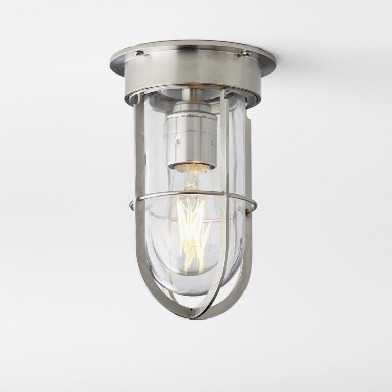N011 - Docklight Ceiling Brushed Chrome Clear Glass Nautic Collection Tekna Lighting