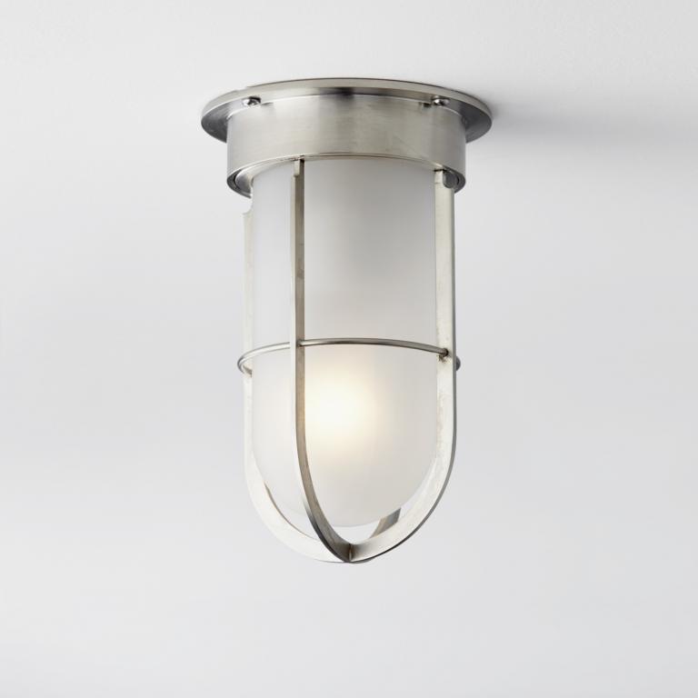 N011 - Docklight Ceiling Brushed Chrome Frosted Glass Nautic Collection Tekna Lighting