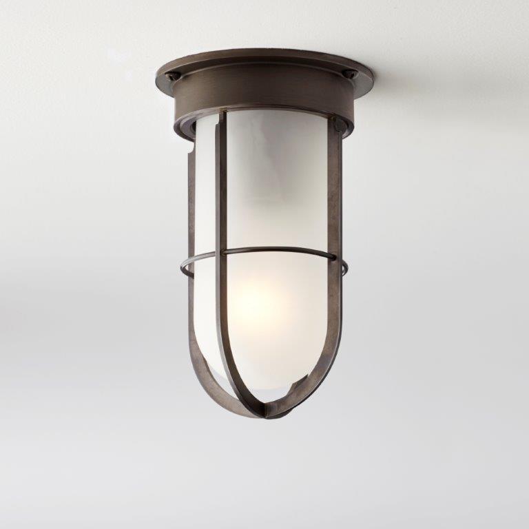 N011 - Docklight Ceiling Dark Brone Frosted Glass Nautic Collection Tekna Lighting